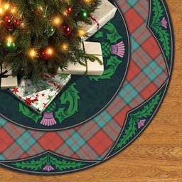 ScotsTee Shop Scottish Dunbar Ancient Clan Scottish Thistle Flower Round Leaf Tartan Christmas Tree Skirt