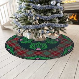 ScotsTee Shop Scottish Crawford Modern Clan Scottish Thistle Flower Round Leaf Tartan Christmas Tree Skirt
