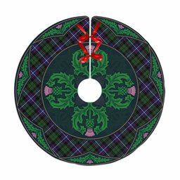 ScotsTee Shop Scottish Galbraith Modern Clan Scottish Thistle Flower Round Leaf Tartan Christmas Tree Skirt