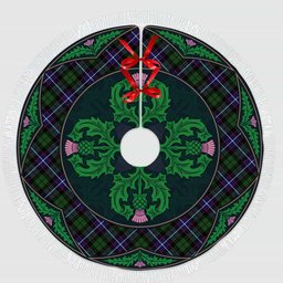 ScotsTee Shop Scottish Galbraith Modern Clan Scottish Thistle Flower Round Leaf Tartan Christmas Tree Skirt