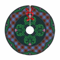 ScotsTee Shop Scottish Edinburgh District Clan Scottish Thistle Flower Round Leaf Tartan Christmas Tree Skirt