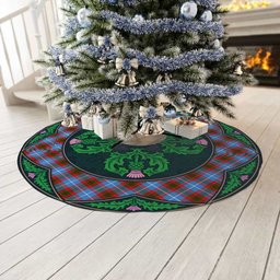 ScotsTee Shop Scottish Edinburgh District Clan Scottish Thistle Flower Round Leaf Tartan Christmas Tree Skirt
