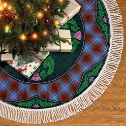 ScotsTee Shop Scottish Edinburgh District Clan Scottish Thistle Flower Round Leaf Tartan Christmas Tree Skirt