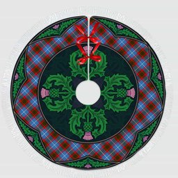 ScotsTee Shop Scottish Edinburgh District Clan Scottish Thistle Flower Round Leaf Tartan Christmas Tree Skirt