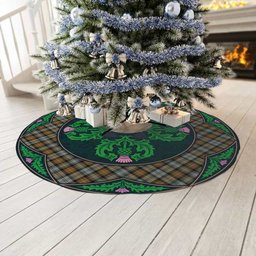 ScotsTee Shop Scottish Gordon Weathered Clan Scottish Thistle Flower Round Leaf Tartan Christmas Tree Skirt