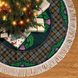 ScotsTee Shop Scottish Gordon Weathered Clan Scottish Thistle Flower Round Leaf Tartan Christmas Tree Skirt