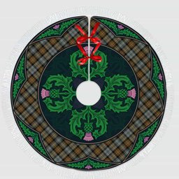 ScotsTee Shop Scottish Gordon Weathered Clan Scottish Thistle Flower Round Leaf Tartan Christmas Tree Skirt