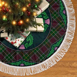 ScotsTee Shop Scottish Crosbie Clan Scottish Thistle Flower Round Leaf Tartan Christmas Tree Skirt