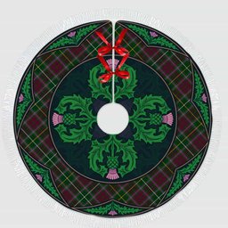 ScotsTee Shop Scottish Crosbie Clan Scottish Thistle Flower Round Leaf Tartan Christmas Tree Skirt