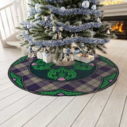 ScotsTee Shop Scottish Cunningham Dress Blue Dancers Clan Scottish Thistle Flower Round Leaf Tartan Christmas Tree Skirt