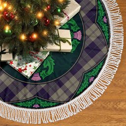 ScotsTee Shop Scottish Cunningham Dress Blue Dancers Clan Scottish Thistle Flower Round Leaf Tartan Christmas Tree Skirt