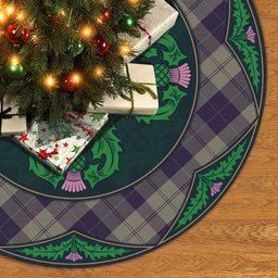 ScotsTee Shop Scottish Cunningham Dress Blue Dancers Clan Scottish Thistle Flower Round Leaf Tartan Christmas Tree Skirt