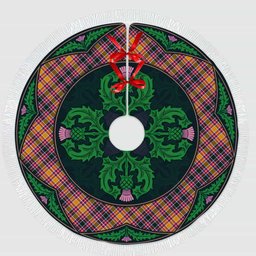 ScotsTee Shop Scottish Jacobite Clan Scottish Thistle Flower Round Leaf Tartan Christmas Tree Skirt