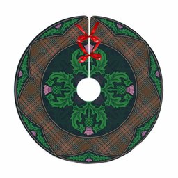 ScotsTee Shop Scottish Kennedy Weathered Clan Scottish Thistle Flower Round Leaf Tartan Christmas Tree Skirt