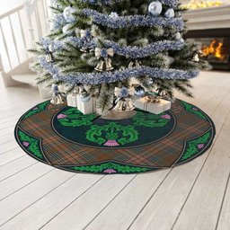 ScotsTee Shop Scottish Kennedy Weathered Clan Scottish Thistle Flower Round Leaf Tartan Christmas Tree Skirt