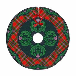 ScotsTee Shop Scottish Drummond of Perth Clan Scottish Thistle Flower Round Leaf Tartan Christmas Tree Skirt