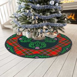 ScotsTee Shop Scottish Drummond of Perth Clan Scottish Thistle Flower Round Leaf Tartan Christmas Tree Skirt