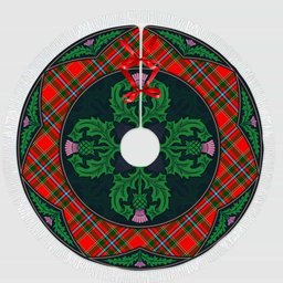 ScotsTee Shop Scottish Drummond of Perth Clan Scottish Thistle Flower Round Leaf Tartan Christmas Tree Skirt