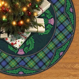 ScotsTee Shop Scottish Gordon Old Ancient Clan Scottish Thistle Flower Round Leaf Tartan Christmas Tree Skirt