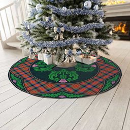 ScotsTee Shop Scottish MacDuff Ancient Clan Scottish Thistle Flower Round Leaf Tartan Christmas Tree Skirt