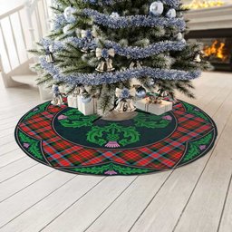 ScotsTee Shop Scottish MacDuff Modern Clan Scottish Thistle Flower Round Leaf Tartan Christmas Tree Skirt