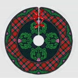 ScotsTee Shop Scottish MacDuff Modern Clan Scottish Thistle Flower Round Leaf Tartan Christmas Tree Skirt