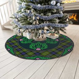ScotsTee Shop Scottish Fergusson Modern Clan Scottish Thistle Flower Round Leaf Tartan Christmas Tree Skirt