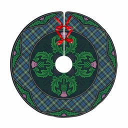 ScotsTee Shop Scottish Lamont Ancient Clan Scottish Thistle Flower Round Leaf Tartan Christmas Tree Skirt
