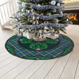 ScotsTee Shop Scottish Lamont Ancient Clan Scottish Thistle Flower Round Leaf Tartan Christmas Tree Skirt