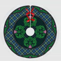 ScotsTee Shop Scottish Lamont Ancient Clan Scottish Thistle Flower Round Leaf Tartan Christmas Tree Skirt