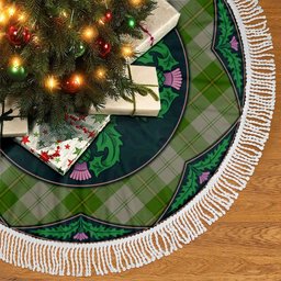 ScotsTee Shop Scottish Cunningham Dress Green Dancers Clan Scottish Thistle Flower Round Leaf Tartan Christmas Tree Skirt