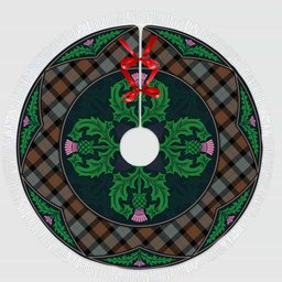 ScotsTee Shop Scottish Gunn Weathered Clan Scottish Thistle Flower Round Leaf Tartan Christmas Tree Skirt