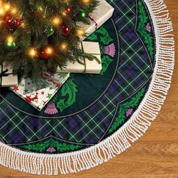 ScotsTee Shop Scottish Graham of Montrose Modern Clan Scottish Thistle Flower Round Leaf Tartan Christmas Tree Skirt