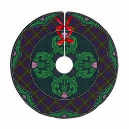 ScotsTee Shop Scottish Durie Clan Scottish Thistle Flower Round Leaf Tartan Christmas Tree Skirt
