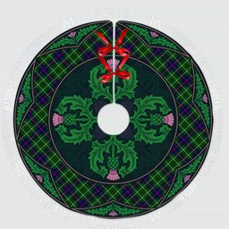 ScotsTee Shop Scottish Duncan Modern Clan Scottish Thistle Flower Round Leaf Tartan Christmas Tree Skirt