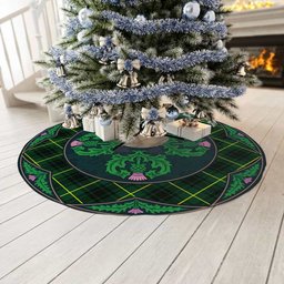 ScotsTee Shop Scottish MacArthur Modern Clan Scottish Thistle Flower Round Leaf Tartan Christmas Tree Skirt