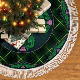 ScotsTee Shop Scottish MacArthur Modern Clan Scottish Thistle Flower Round Leaf Tartan Christmas Tree Skirt