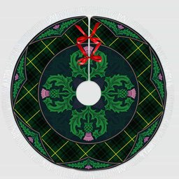 ScotsTee Shop Scottish MacArthur Modern Clan Scottish Thistle Flower Round Leaf Tartan Christmas Tree Skirt
