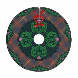ScotsTee Shop Scottish Fraser Hunting Modern Clan Scottish Thistle Flower Round Leaf Tartan Christmas Tree Skirt