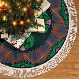 ScotsTee Shop Scottish Fraser Hunting Modern Clan Scottish Thistle Flower Round Leaf Tartan Christmas Tree Skirt