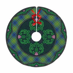 ScotsTee Shop Scottish Johnston Ancient Clan Scottish Thistle Flower Round Leaf Tartan Christmas Tree Skirt