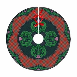 ScotsTee Shop Scottish Fraser Weathered Clan Scottish Thistle Flower Round Leaf Tartan Christmas Tree Skirt