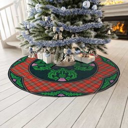ScotsTee Shop Scottish Fraser Weathered Clan Scottish Thistle Flower Round Leaf Tartan Christmas Tree Skirt