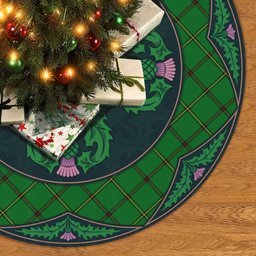 ScotsTee Shop Scottish Don (Tribe-of-Mar) Clan Scottish Thistle Flower Round Leaf Tartan Christmas Tree Skirt
