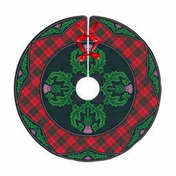 ScotsTee Shop Scottish Drummond Modern Clan Scottish Thistle Flower Round Leaf Tartan Christmas Tree Skirt