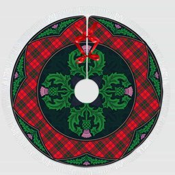 ScotsTee Shop Scottish Drummond Modern Clan Scottish Thistle Flower Round Leaf Tartan Christmas Tree Skirt