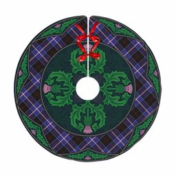 ScotsTee Shop Scottish Dunlop Modern Clan Scottish Thistle Flower Round Leaf Tartan Christmas Tree Skirt