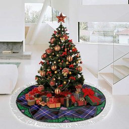 ScotsTee Shop Scottish Dunlop Modern Clan Scottish Thistle Flower Round Leaf Tartan Christmas Tree Skirt