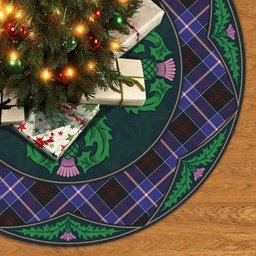 ScotsTee Shop Scottish Dunlop Modern Clan Scottish Thistle Flower Round Leaf Tartan Christmas Tree Skirt