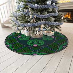 ScotsTee Shop Scottish Henderson Modern Clan Scottish Thistle Flower Round Leaf Tartan Christmas Tree Skirt